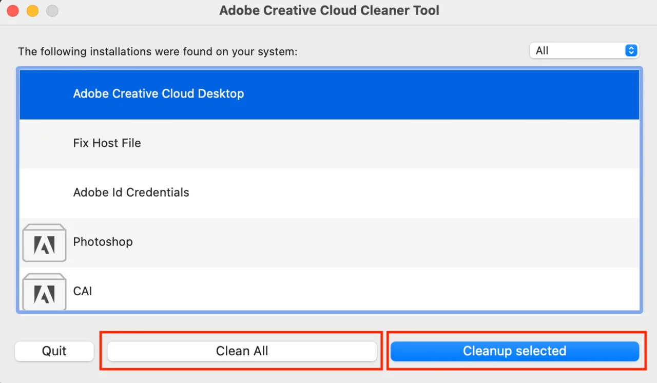 macOS 版 Cleaner Tool 清理項目選擇視窗