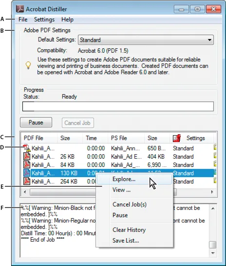 Acrobat Distiller 主視窗畫面