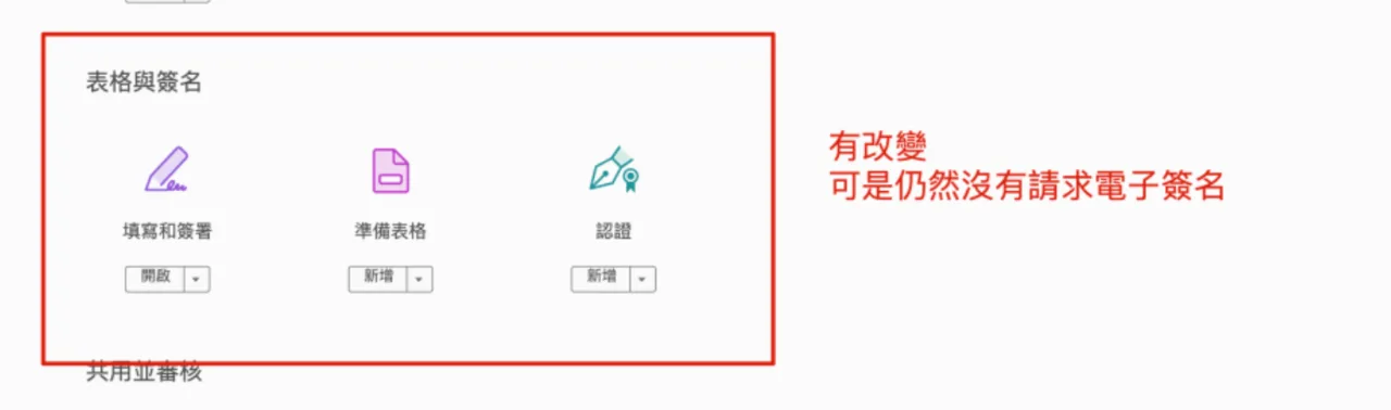 異常狀態下表格與簽名區塊少了請求電子簽名選項